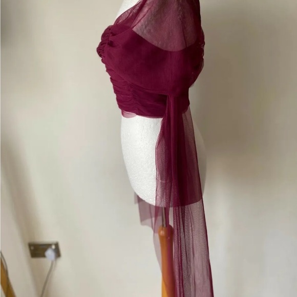 River Island Purple Strapless Crop Top Mesh Bow Detail Size 10 - Picture 3 of 5